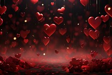 Red Passion Hearts, Dark Atmosphere Background