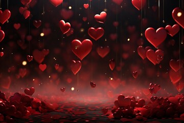 Red passion hearts, dark atmosphere background