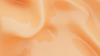 Wall Mural - Abstract peach background. Smooth beige wavy plastic or latex. Acrylic liquid. 3D rendering