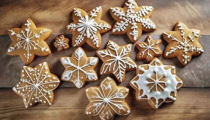 Wall Mural - festive gingerbread cookies adorned with icing 