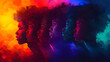 Abstract, colorful background for Black History Month concept poster featuring a group of proud African American Black people.