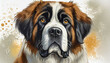portrait of a st. bernard dog on white background, art design