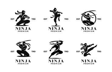 Ninja black logo icon design template illustration