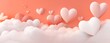 Valentine backgroung pastel soft orange sky paper art with  heart love romance concept design vector illustation decoration banner.