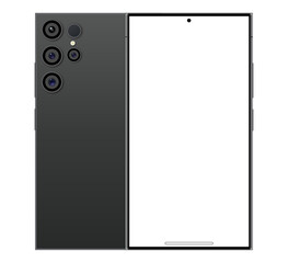 Wall Mural - Realistic model Galaxy s24 ultra. Smartphone mockup with front and back view. Illustration vector.