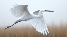 Snowy Egret Flying In Flight