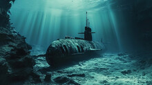 Mysterious Traces Of Submarines, Like Secret Traces Of Researchers In The Ocean Spaces