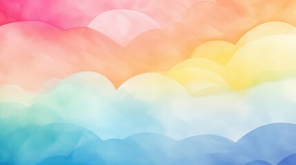 Poster - vibrant watercolor rainbow background illustration abstract design, brushstrokes gradient, pastel texture vibrant watercolor rainbow background