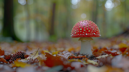 Poster - red mushroom in the forest