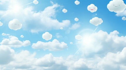 Canvas Print - clouds spring sky background illustration sun clear, bright sunny, air blossom clouds spring sky background