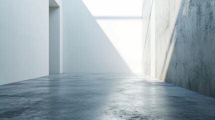 Poster - Abstract empty room with concrete floor and white wall
