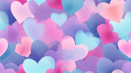 Canvas Print -  a bunch of pink and blue hearts are in the air with pink and blue hearts in the middle of them.