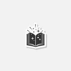 Sticker - Magic spell book icon sticker isolated on gray background