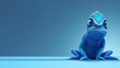 frog on a blue background