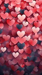Wall Mural - Valentine's Day card. Red hearts background