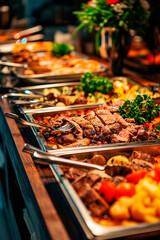 Wall Mural - buffet with different food. Selective focus.