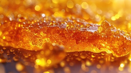 Wall Mural -  a close up of a piece of honey with drops of water on the surface of the surface of the honey.