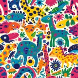 Fototapeta  - Animals seamless patterns, Patterns for kids, Patterns for imagination, Digital paper, Generative Ai, Illustration