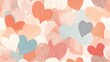  a bunch of heart shaped leaves on a pink, blue, red, and white background with the words love written on it.