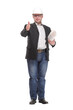 © ASDF - Happy young successful architect with blueprint on white background