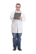 © ASDF - Happy smiling doctor writing on clipboard