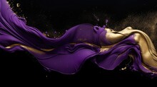 Royal Purple And Metallic Gold Essence Abstract Wavy Background Symbolizing Luxury And Opulence