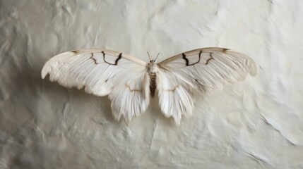  a large white butterfly sitting on top of a white sheet of paper on top of a white sheet of paper.