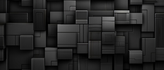 Wall Mural - Abstract Layered Black Boxes.