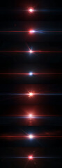 Wall Mural - red optical solar light lens flare effect isolated on black background. lens flare effects. collecti