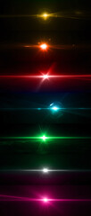 Wall Mural - multicolored optical solar light lens flare effect isolated on black background. lens flare effects.