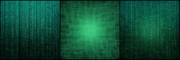 Wall Mural - Abstract digital background with binary code. Hackers, darknet, virtual reality and science fiction concept.