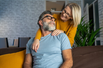 Poster - happy couple enjoying their love at home