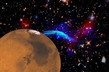 Wall Mural - mars and stars. the elements of this image furnished by nasa.