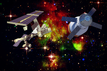 Wall Mural - spaceships and fascinating view. the elements of this image furnished by nasa.