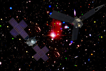 Wall Mural - spaceships and fascinating view. the elements of this image furnished by nasa.
