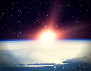Wall Mural - earth sunrise. the elements of this image furnished by nasa.