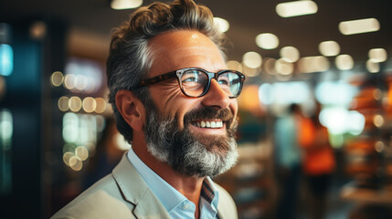 Wall Mural - The perfect pair for me. Shot of a young man buying a new pair of glasses at an optometrist store.