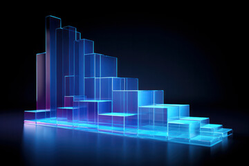 Poster - Chart and Graph blue  for Business  banner,Futuristic Financial Growth, Success and Economic Prosperity - Modern Abstract Design, 