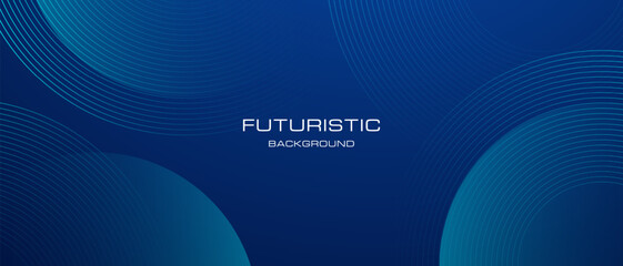 Blue technology background with circle line shape decoration. Modern graphic design element future style concept for banner, header, flyer, card, or brochure cover. vector illustration. 