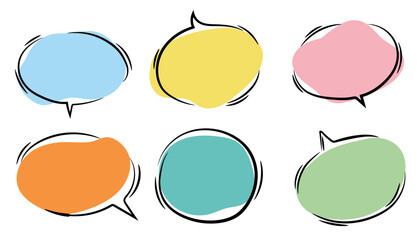 Fototapete - Color comic speech bubbles for design purposes. Highlighter marker frame. Vector doodle set.