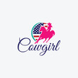cowgirl fashion logo design vector