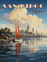 Vintage Travel Poster Of San Diego, California
