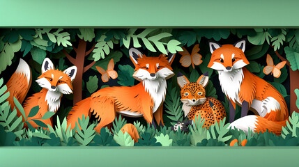 Wall Mural - fox in the grass