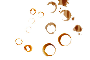  Coffee stains isolated on white background.