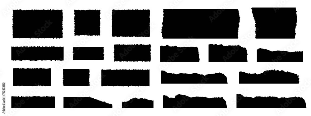 Jagged rectangles. Square shapes with torn paper effect . Set of ripped ...
