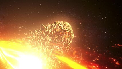 Wall Mural - large alien planet being pulled by massive black hole. 3d rendering of large black hole pulling plan