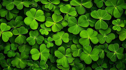 Wall Mural - Shamrock four leaf clover background for St Patrick's day celebration