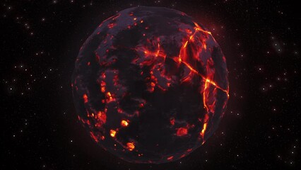 Wall Mural - dying planet earth with hot magma in dark vision, 4k 3d rendering of dying planet, 4k, 2022
