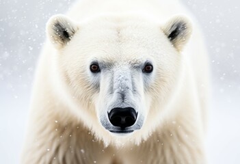 Wall Mural - Polar bear on drift ice edge with snow and water in Norway sea. White animal in the nature habitat. Large male polar bear in the arctic with melting climate change. Generative ai