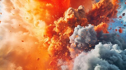 Wall Mural - Background with orange and gray smoke from the explosion